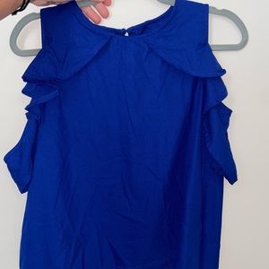 Blue Ruffle Blouse